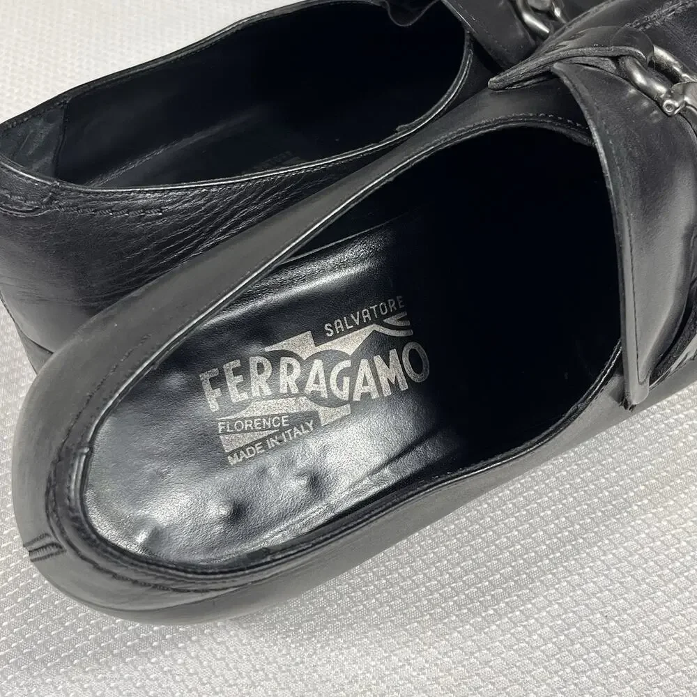 Salvatore Ferragamo Gregory Leather Shoes Size 9.5‎ 2E Made In Italy
